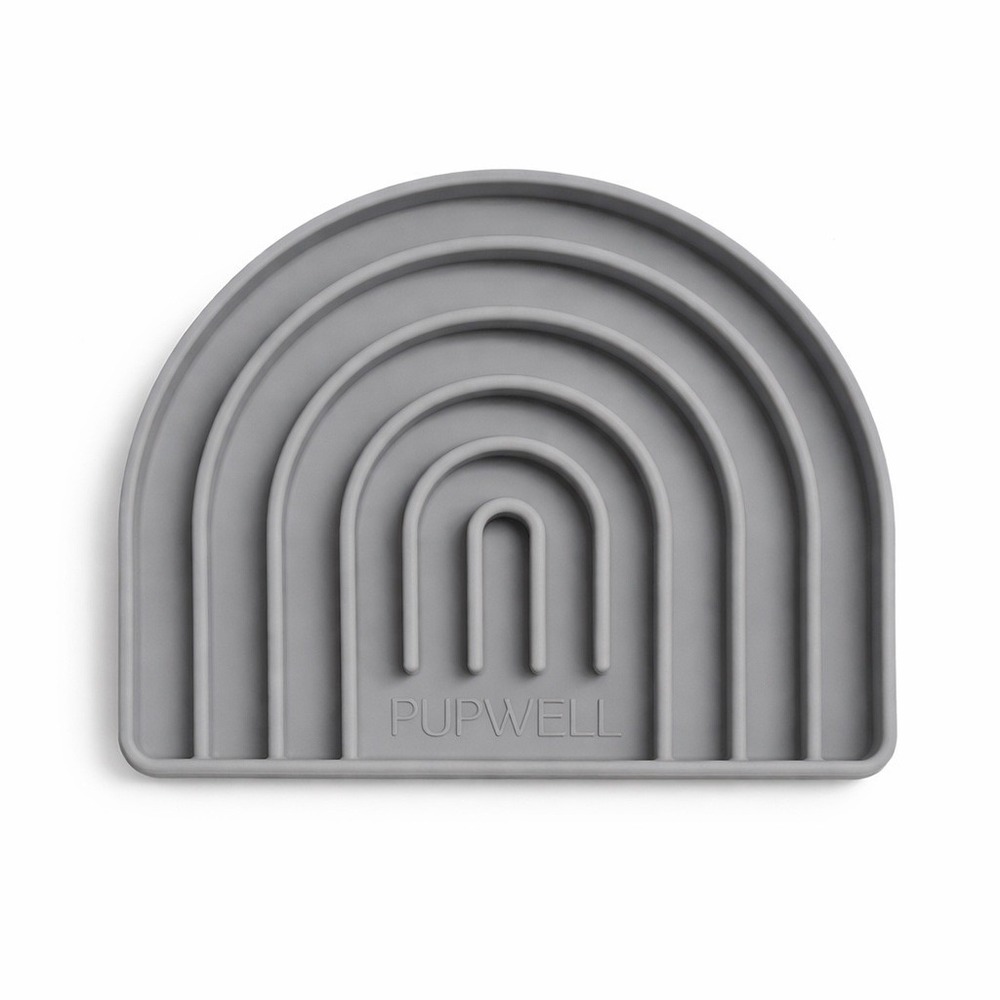 Pupwell Slow Feeder Gray Silicone Rainbow Enrichment Lick Mat Dog Suction Cups - Picture 2 of 6